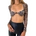 zebra Print Slim Long Sleeve Short wrap chest waistless Top NSYDL128020