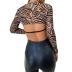 zebra Print Slim Long Sleeve Short wrap chest waistless Top NSYDL128020
