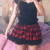 lace plaid stitching bow high waist skirt NSYDL128026