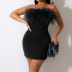 backless slim tube top furry solid color dress NSYDL128029