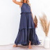irregular sleeveless loose ruffle long solid color dress NSYDL128030