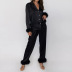 single-breasted solid color lapel long-sleeved stitching furry Loungewear-Can be worn outside NSYDL128034