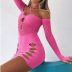 stitching long sleeve tight hollow solid color mesh dress NSYDL128038