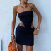 tube top hollow slim solid color knitted dress NSYDL128042