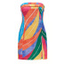 print slim tube top flanging split dress NSYDL128046