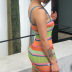sling backless tight short color matching striped dress NSDLS128069