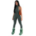 sleeveless hanging neck backless slim solid color jumpsuit NSDLS128075