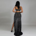 rhinestone hollow full-length slit slip dress NSWNY128082