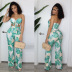 printed chest strappy backless hollow jumpsuit NSWNY128107