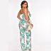 printed chest strappy backless hollow jumpsuit NSWNY128107