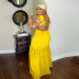 plus size solid color V-Neck hollow Strap Dress NSWNY128109