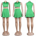 solid color lapel deep v button sleeveless top short skirt two-piece set NSWNY128115