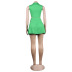 solid color lapel deep v button sleeveless top short skirt two-piece set NSWNY128115