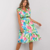 pleated floral high waist v neck sleeveless ruffle dress-multicolor NSPPF128183
