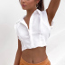 sleeveless shoulder padded lapel slim solid color shirt NSLAY128388