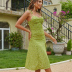 high waist sling slim backless slit floral dress NSLAY128387