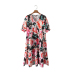 Breasted floral v neck slim Short Sleeve Dress NSLAY128410