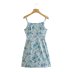 Irregular Hem sling backless hollow lace-up floral Dress NSLAY128407