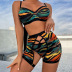 striped multi-color stitching sling high waist underwear three-piece set NSMXF128195