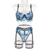 flower embroidery hanging neck sling wrap chest underwear set with leg ring NSMXF128200
