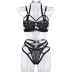 mesh stitching hanging neck with underwire underwear set NSWY128212