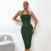 solid color pit strip halter knitted dress NSYSQ128238
