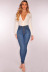 high waist elastic breasted slim jeans NSXXL128242