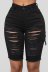 shorts de mezclilla ajustados rasgados elásticos de cintura alta NSXXL128265