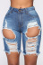 pantalones cortos de mezclilla elásticos delgados de cintura alta rasgados NSXXL128270