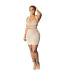 hanging neck backless wrap chest tight hollow solid color dress NSFH128298