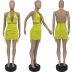 halter neck drawstring backless wrap chest solid color dress NSFH128302