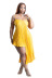 pleated solid color irregular hem suspender slim dress NSFH128303