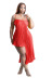 vestido ajustado con tirantes y dobladillo irregular en color liso plisado NSFH128303