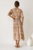short sleeve round neck waist slit floral dress NSFH128324