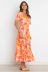 print short sleeve v neck slim long dress NSFH128325