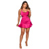 solid color ruffled straps pleated backless zipper dress NSASL128345