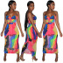Wrap Chest Twist Tie Dye Slit Hollow Dress NSASL128360