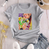 Camiseta holgada de manga corta con estampado de moda multicolores NSYAY129968