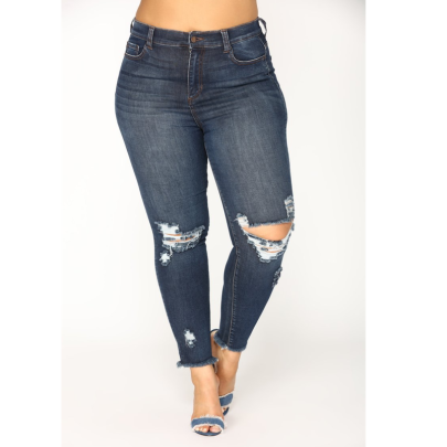 Plus Size Stretch Ripped High Waist Jeans NSXXL128244