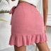 solid color high waist ruffled edging lace-up skirt NSFH128454