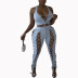 straps decoration drawstring deep V-neck camisole and pants two-piece suit NSFH128473