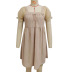solid color Ruffle Loose High Waist mesh Short Sleeve Dress NSHZ128480