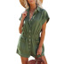 solid color short-sleeved single-breasted loose jumpsuit NSHZ128482