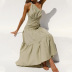 slant shoulders high waist solid color irregular dress NSHZ128483