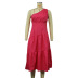 slant shoulders high waist solid color irregular dress NSHZ128483