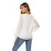 solid color Chiffon V-neck Lantern Sleeve Pullover Top NSHZ128488