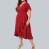 plus size polka dot printed short sleeve high waist ruffle dress NSHZ128489