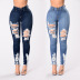 plus size high waist elastic ripped skinny jeans NSXXL128500