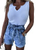 High Waist Lace Up Denim Shorts NSXXL128501