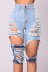 High Waist Hole Contrast Color stitching Washing Stretch jeans NSXXL128503